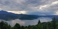 Beautiful landscape over one of the biggest accumulation lake, "Barajul Bicaz"