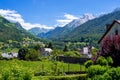 Beautiful landscape over the valley of Ossau in the Pyrenees mountains, France Royalty Free Stock Photo