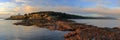 Gulf Islands National Park Landscape Panorama of East Point at Sunrise, Saturna Island, British Columbia, Canada Royalty Free Stock Photo