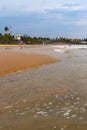 Beautiful landscape panorama strong waves Bentota Beach on Sri Lanka