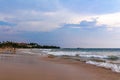 Beautiful landscape panorama strong waves Bentota Beach on Sri Lanka