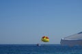 Parasailing in the Mediterranean. Kolympia, Rhodes, Greece Royalty Free Stock Photo