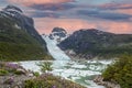 Beautiful landscape Patagonia mountains glacier lake river forests and waterfalls. Royalty Free Stock Photo