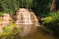 Beautiful landscape photo of small waterfall near place called Ancient Ruins in the Arboretum Alexandria in Bila Tserkva, Ukraine