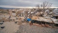 Beautiful landscape of pigeons are flying in Cappadocia pigeon valley, Uchisar, Turkey. Royalty Free Stock Photo