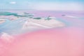 Beautiful landscape, pink lake Sivash, Lemurian, view from a drone in the early morning Royalty Free Stock Photo