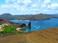 Beautiful landscape with Pinnacle Rock on Bartolome Island. Galapagos Archipelago, Ecuador Royalty Free Stock Photo