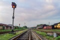 Beautiful railway junction landscape and railway lines Royalty Free Stock Photo