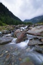 Beautiful landscape of rapids on a mountain river. Long exposure image. Fagaras Mountains.Transylvania. Romania. Royalty Free Stock Photo