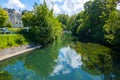 Beautiful landscape with reflection on a Sevres river in Niort, Deux-Sevres, France Royalty Free Stock Photo