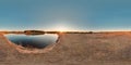 Amazing landscape with river blue sky sunset at spring trees without greens and grass 3D spherical panorama with 360 degree