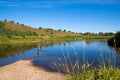 Beautiful landscape with river. Fishing in a rural location Royalty Free Stock Photo