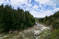 Beautiful landscape of river mountains carpathians. Mountain river valley landscape. River mountains landscape carpathians. Wild r Royalty Free Stock Photo