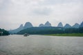 Beautiful landscape of river and mountains in Yangshuo city Royalty Free Stock Photo