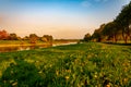 Beautiful landscape of the river Werre in the city of Bad Oeynhausen Royalty Free Stock Photo