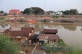 Beautiful landscape, riverside community lifestyle, Chao Phraya River, Nakhon Sawan, Thailand