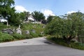 Road and Hill at Green-Wood Cemetery with Old Graves and Tombstones in Brooklyn of New York City