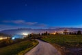 Beautiful landscape of the road to the Tatra Mountains at night. Poland Royalty Free Stock Photo