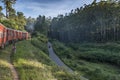 Beautiful landscape with road and train