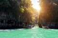 Beautiful landscape of rocks mountain and crystal clear sea with Royalty Free Stock Photo