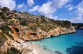 Beautiful landscape of the rocks and the sea in Cala del Moro Cap Spain Royalty Free Stock Photo