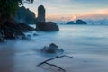 Beautiful landscape with rocks in the sea at dawn Thailand Royalty Free Stock Photo