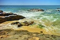 Beautiful landscape with rocks and sea waves on a beach Royalty Free Stock Photo