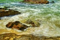 Beautiful landscape with rocks and sea waves on a beach Royalty Free Stock Photo