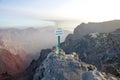 Beautiful landscape of rocky hillside with a sign: National park Royalty Free Stock Photo