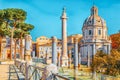 Beautiful landscape of the Rome- one of the oldest and most beautiful cities in the world. View on the Roma Antica, Trajan`s