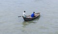 Beautiful landscape of Sadarghat river port on Buriganga river in Dhaka. Ferry boats on the river with a cloudy sky background Royalty Free Stock Photo