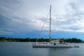 Sailing yacht on the shore of the island of Saona