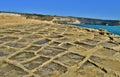 Beautiful landscape with salt pans along the southern coast of Delimara, Malta