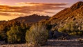 Beautiful landscape of Sandia mountains captured at sunset in  Albuquerque, New Mexico Royalty Free Stock Photo