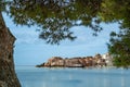 Beautiful landscape of Saranda. Albania City Port. The Ionian Sea. Albanian Riviera Royalty Free Stock Photo