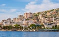 Beautiful landscape of Saranda. Albania. Panorama of the city. Promenade. City Port. City beach Royalty Free Stock Photo