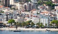 Beautiful landscape of Saranda. Albania. Panorama of the city. Promenade. City Port. City beach Royalty Free Stock Photo