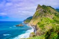 Beautiful landscape scenery of Madeira Island - View from Miradouro de Sao Cristovao in the Northern coastline, Sao Vicente area Royalty Free Stock Photo