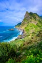 Beautiful landscape scenery of Madeira Island - View from Miradouro de Sao Cristovao in the Northern coastline, Sao Vicente area Royalty Free Stock Photo