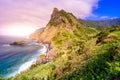 Beautiful landscape scenery of Madeira Island - View from Miradouro de Sao Cristovao in the Northern coastline, Sao Vicente area Royalty Free Stock Photo