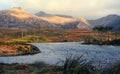 Beautiful landscape scenery, Twelve pines island at Derryclare lake in Athry, County Galway, Ireland Royalty Free Stock Photo