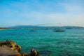 Beautiful landscape sea and boats. Boracay, Philippines. Royalty Free Stock Photo