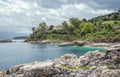 Beautiful landscape Ã¢â¬â sea lagoon with turquoise calm water, stones and rocks Royalty Free Stock Photo