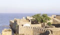 Beautiful landscape of sea and old heritage building, Bastion of Diu Fort. Royalty Free Stock Photo