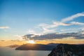 Beautiful landscape with sea and rocks, sunset on the Mediterranean sea. Royalty Free Stock Photo