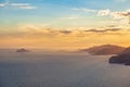 Beautiful landscape with sea and rocks, sunset on the Mediterranean sea.