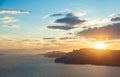 Beautiful landscape with sea and rocks, sunset on the Mediterranean sea.