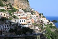 Beautiful landscape with sea, rocks and traditional Italian architecture at sunset. Royalty Free Stock Photo