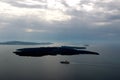 The view of Nea Kameni from Oia near Santorini, cyclades, Greece Royalty Free Stock Photo