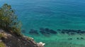 Beautiful landscape sea view. Pine tree on a rock on the Black Sea coast Royalty Free Stock Photo
